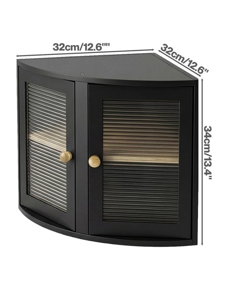 Toque Corner Bread Box 2 Tier Bamboo Bread Bin Kitchen Countertop Storage Black image 3
