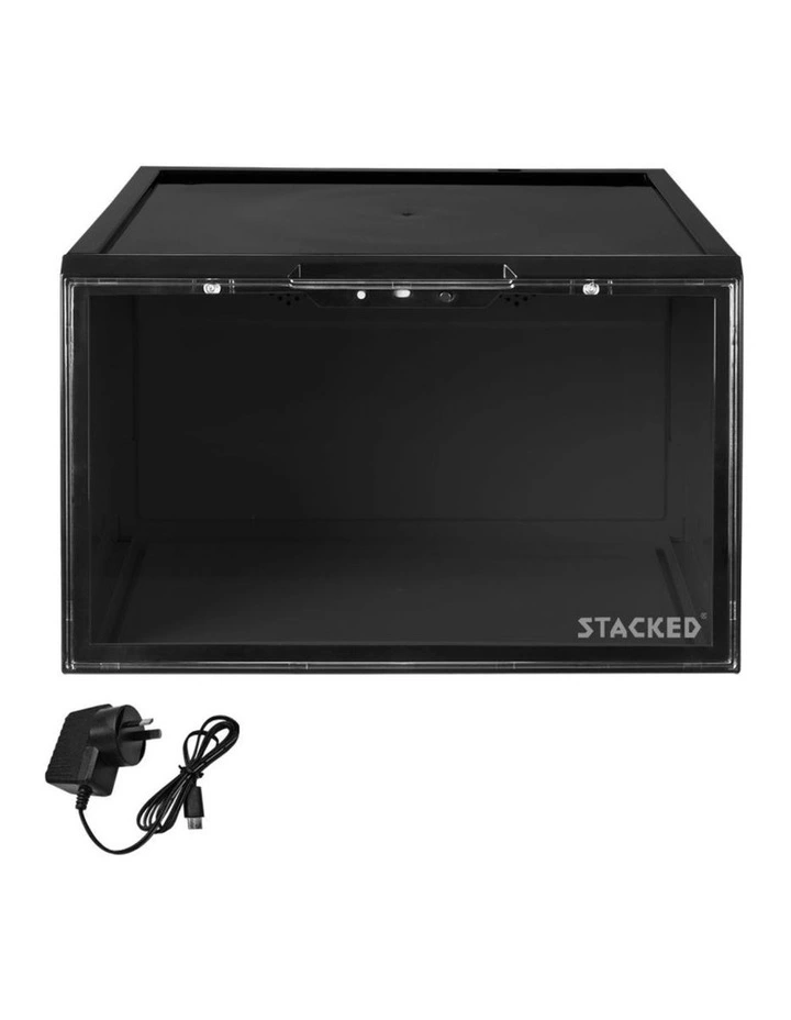 STACKED Voice Activated LED Stackable Sneaker Display Case Black image 1