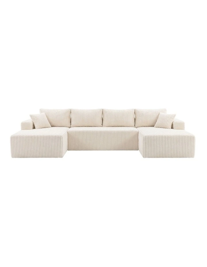 Levede Modular Sofa Lounge Set Corduroy Convertible Shape Cloud Couch Beige image 2