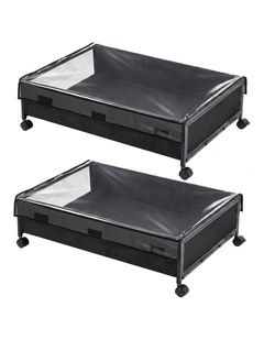 Levede Under Bed Storage Box 2PCS Wheels Clothes Organizer Dustproof 2 x 48L