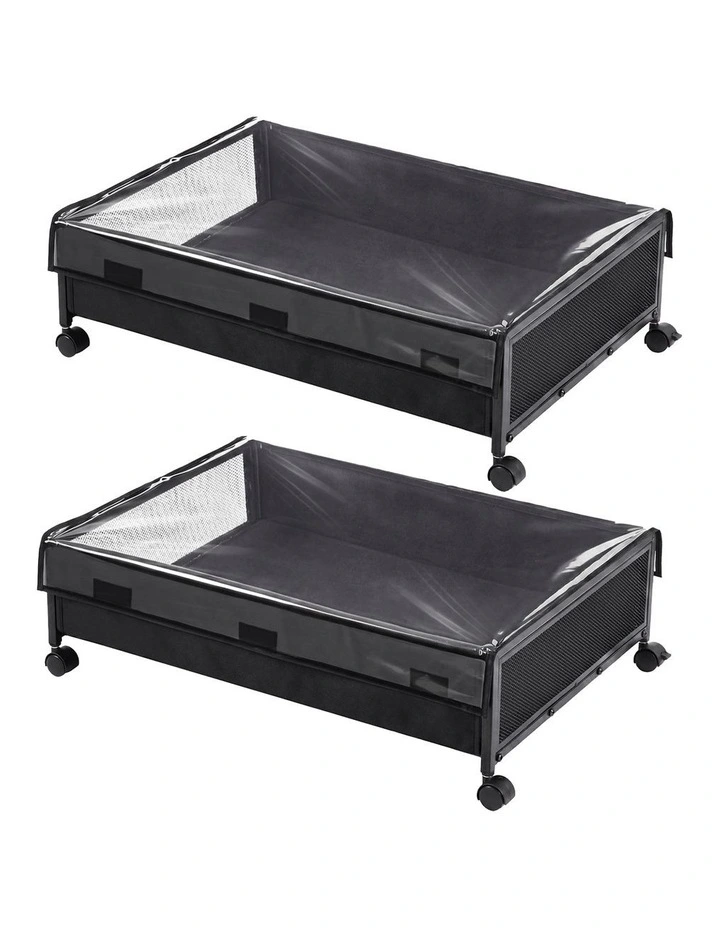Levede Under Bed Storage Box 2PCS Wheels Clothes Organizer Dustproof 2 x 48L image 1
