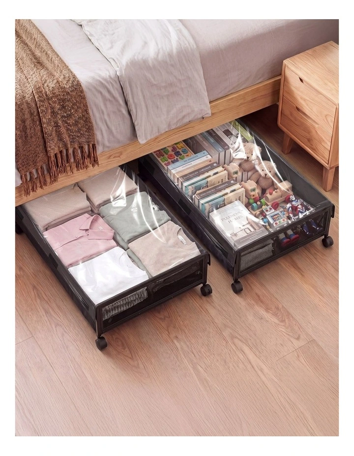 Levede Under Bed Storage Box 2PCS Wheels Clothes Organizer Dustproof 2 x 48L image 7