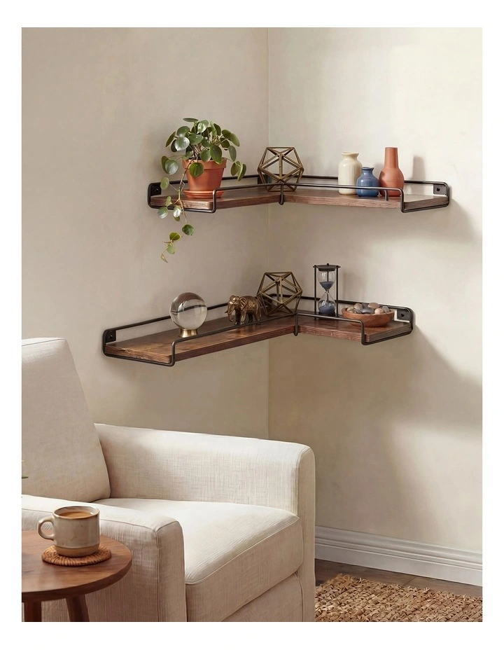 Levede Floating Shelf DIY Corner Wall Shelf 2Pcs Storage Display Rack Bedroom image 7