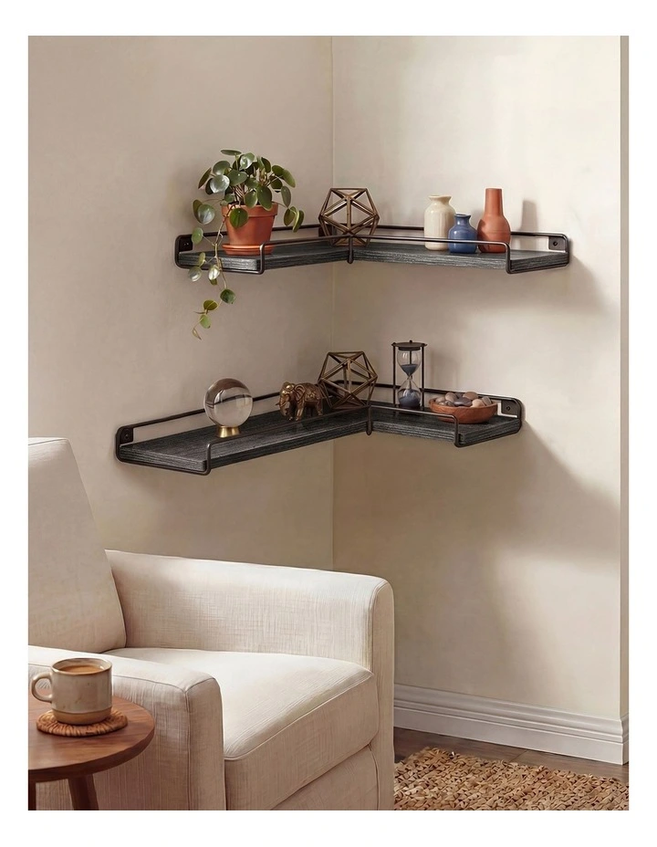 Levede Floating Shelves 2Pcs DIY Corner Wall Shelf Storage Display Rack Bedroom image 7