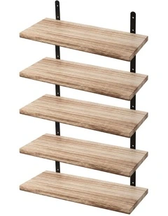 Levede Floating Wall Shelves 5Pcs Wood Wall Mounted Rustic Display Rack Bedroom