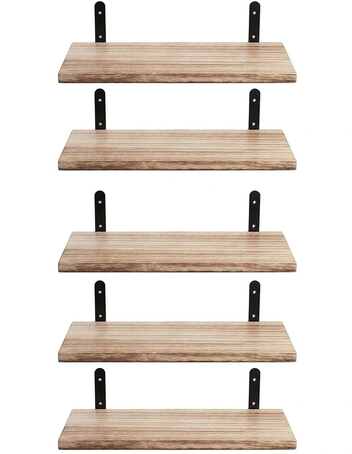 Levede Floating Wall Shelves 5Pcs Wood Wall Mounted Rustic Display Rack Bedroom image 2