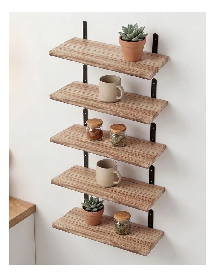 Levede Floating Wall Shelves 5Pcs Wood Wall Mounted Rustic Display Rack Bedroom image 7
