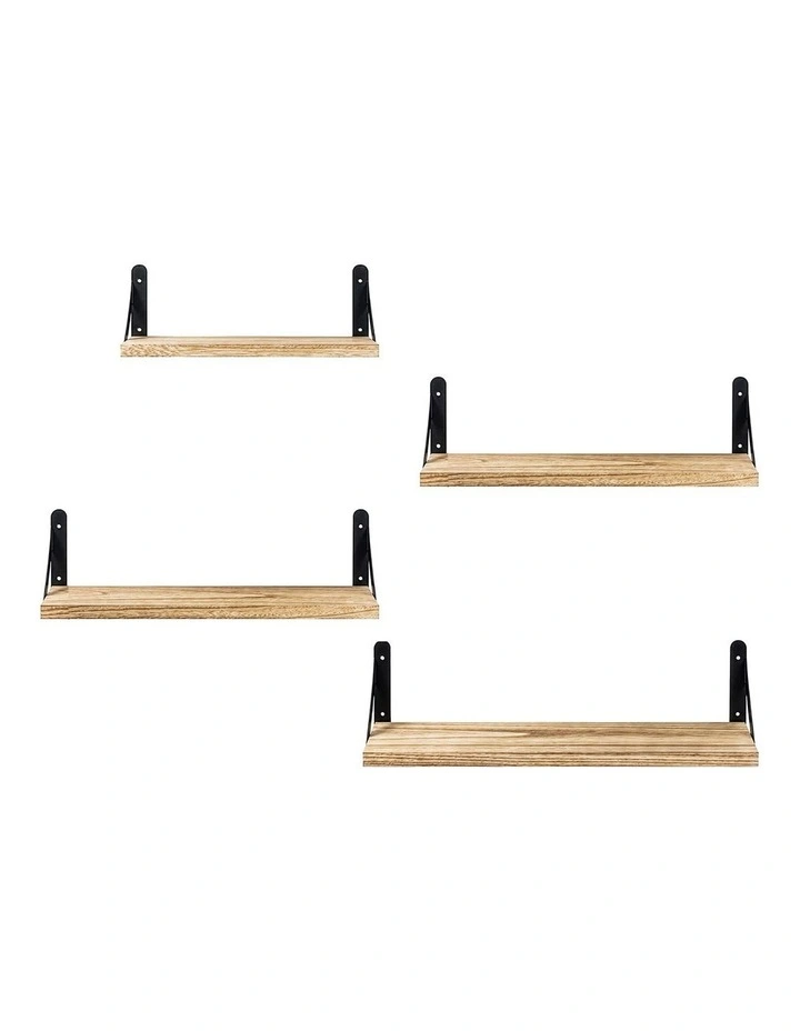 Levede Floating Wall Shelves 4Pcs Rustic Wood Storage Display Rack Bookshelf image 2