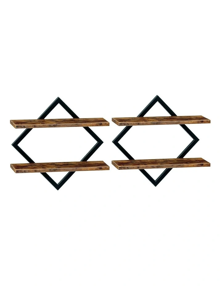 Levede Wall Shelf Floating 2 Tier Storage Decorative Bookshelf 2 Pcs Living Room image 2