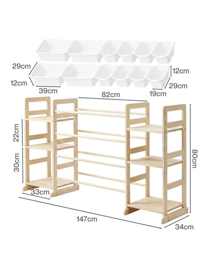 Levede Kids Toy Box Organiser 12 Bins 6 Shelves Display Storage Rack Playroom image 3
