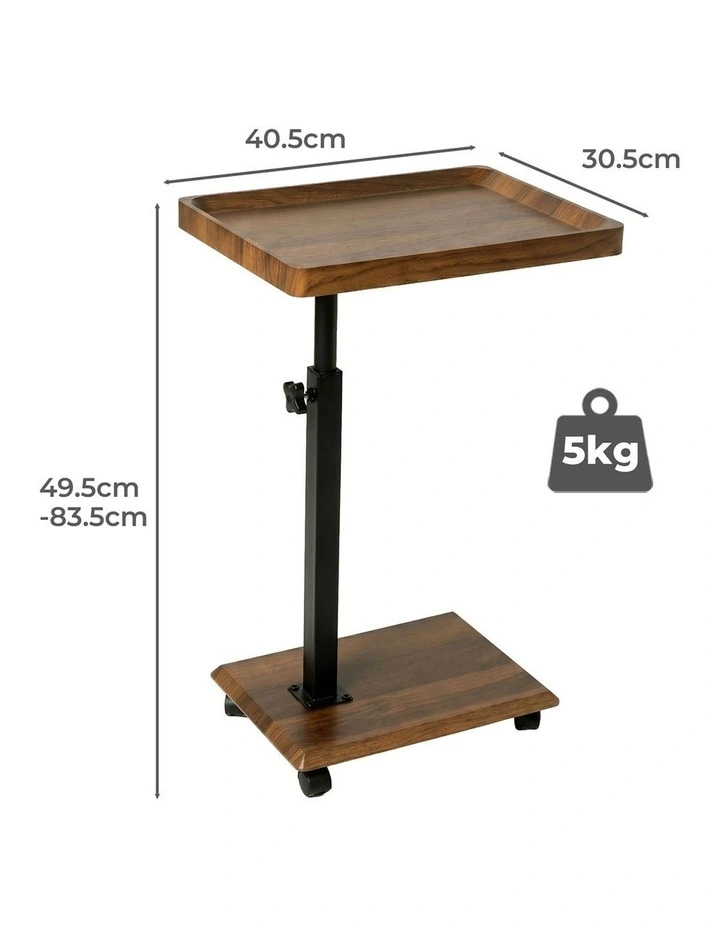 Levede C Shaped Side Table Height Adjustable Rolling 360 Swivel Top End Table image 3