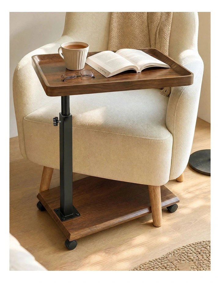 Levede C Shaped Side Table Height Adjustable Rolling 360 Swivel Top End Table image 7