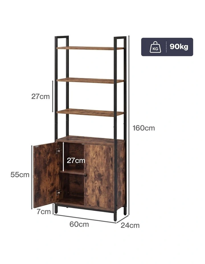 Levede 6 Tier Bookshelf Storage Cabinet Bookcase Display Adjustable Shelves Door image 3