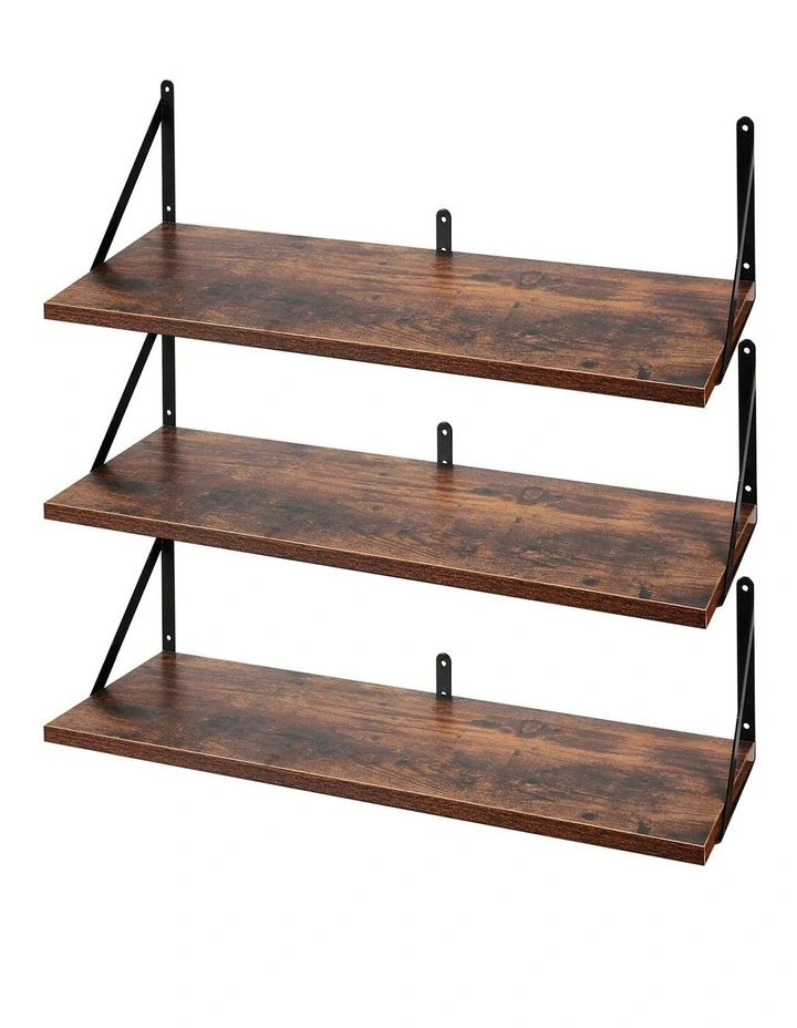Levede Floating Shelves 3 Pcs Wall Mounted Rustic Storage Display Rack Bedroom image 1