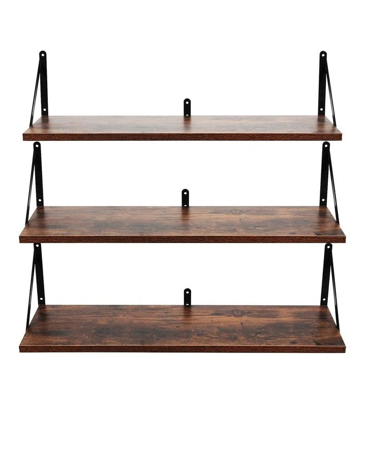 Levede Floating Shelves 3 Pcs Wall Mounted Rustic Storage Display Rack Bedroom image 2