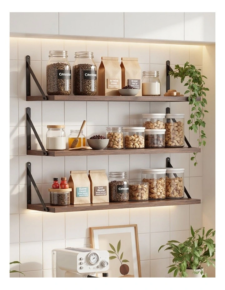 Levede Floating Shelves 3 Pcs Wall Mounted Rustic Storage Display Rack Bedroom image 7