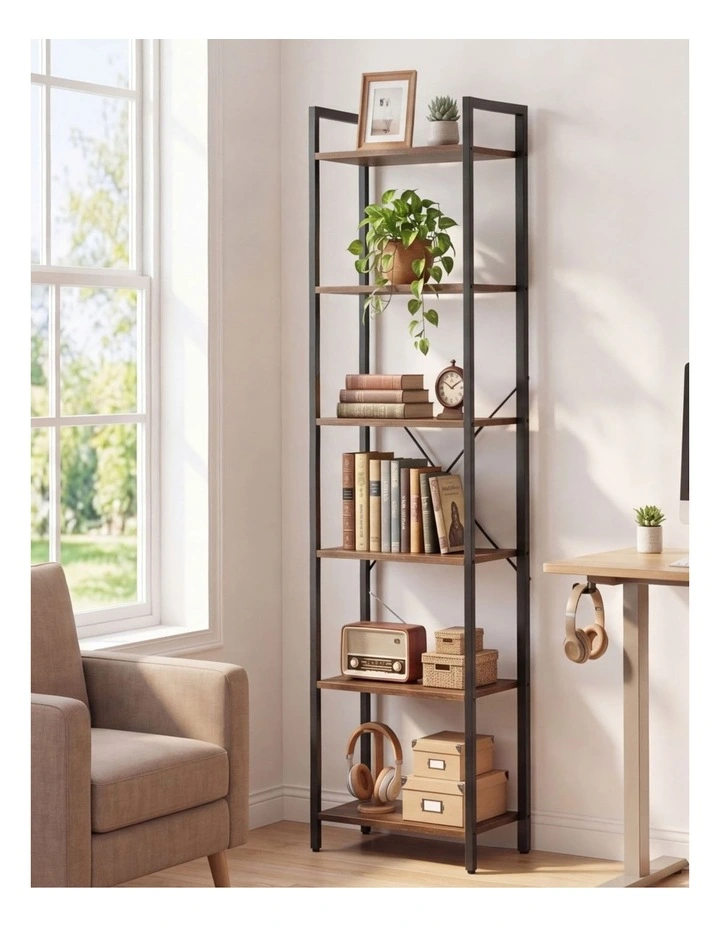 Levede 6 Tier Bookshelf Tall Bookcase Storage Shelf Display Rack Living Room image 7