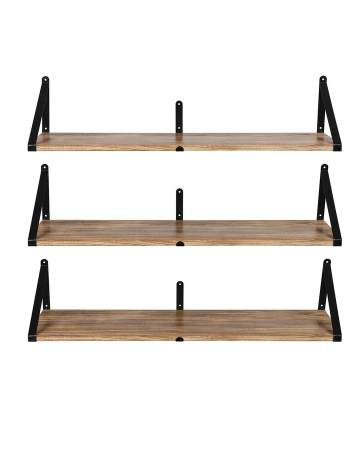 Levede Floating Wall Shelves 3Pcs Rustic Wooden Storage Display Bookshelf Rack image 2