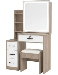 Levede Dressing Table Vanity Stool Set Sliding LED Mirror Makeup Storage Shelves