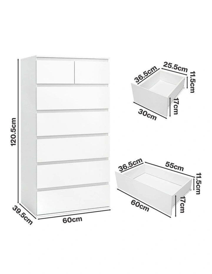 Levede Tall Storage Cabinet 7 Drawer Dresser Bedroom Storage Cupboard Tallboy image 3