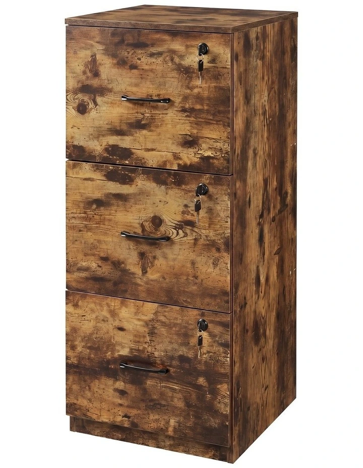 Levede File Cabinet Document Organiser  3 Lockable Drawers Vertical Cabinet image 1
