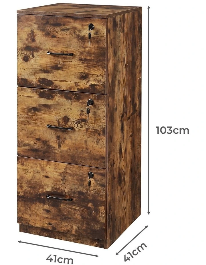 Levede File Cabinet Document Organiser  3 Lockable Drawers Vertical Cabinet image 3