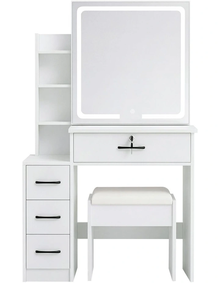 Levede Dressing Table Vanity Stool Set Sliding LED Mirror Makeup Storage Shelves image 2