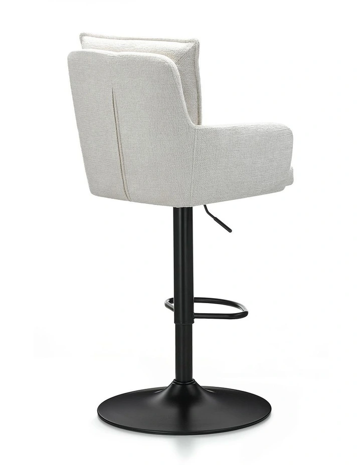 Homfurn Set of 2 Adjustable Swivel Bar Stool, Modern Linen Fabric Bar Chair with Armrest, Beige image 5