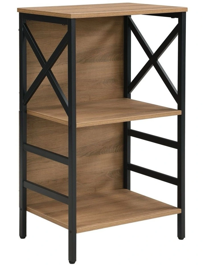 3 Tier Industrial Bookcase with Metal Frame and Backboard, Book case for Small Spaces image 1