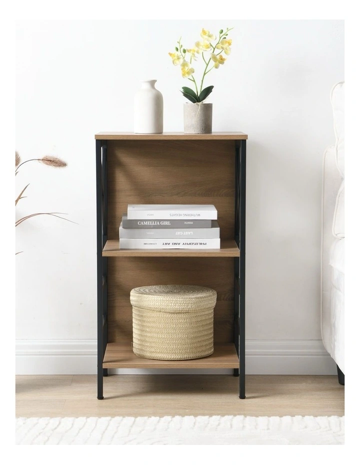 3 Tier Industrial Bookcase with Metal Frame and Backboard, Book case for Small Spaces image 4