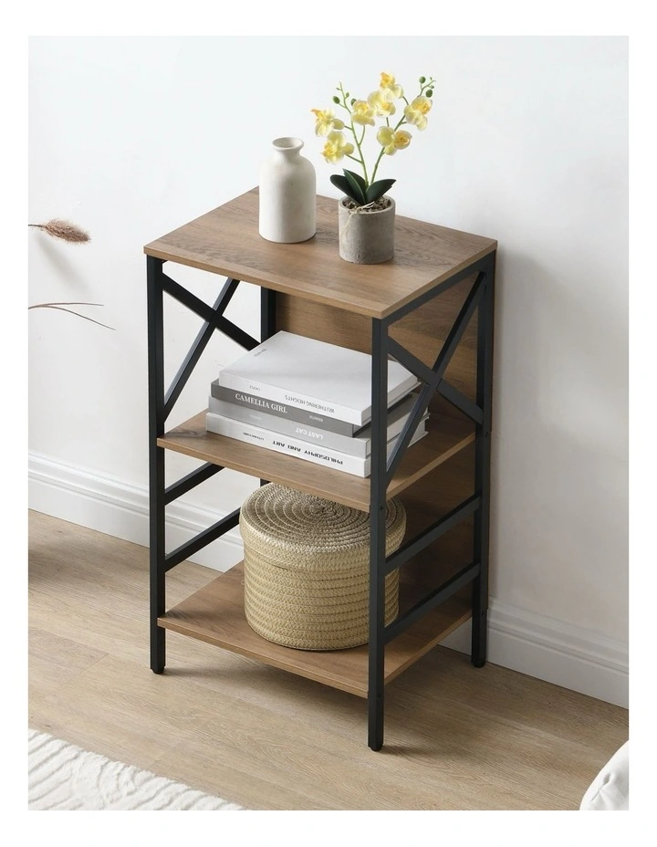 3 Tier Industrial Bookcase with Metal Frame and Backboard, Book case for Small Spaces image 5