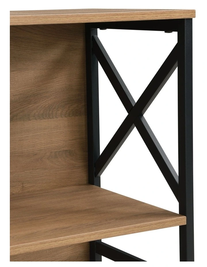 3 Tier Industrial Bookcase with Metal Frame and Backboard, Book case for Small Spaces image 6