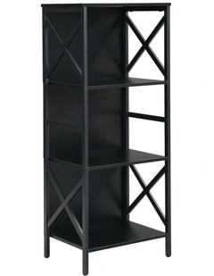 4 Tier Industrial Bookcase with Metal Frame and Backboard, Book case for Small Spaces