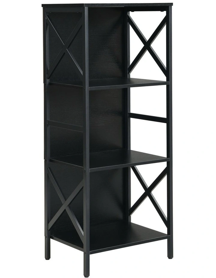 4 Tier Industrial Bookcase with Metal Frame and Backboard, Book case for Small Spaces image 1