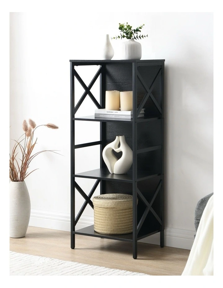 4 Tier Industrial Bookcase with Metal Frame and Backboard, Book case for Small Spaces image 3