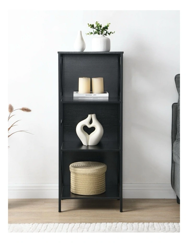 4 Tier Industrial Bookcase with Metal Frame and Backboard, Book case for Small Spaces image 4