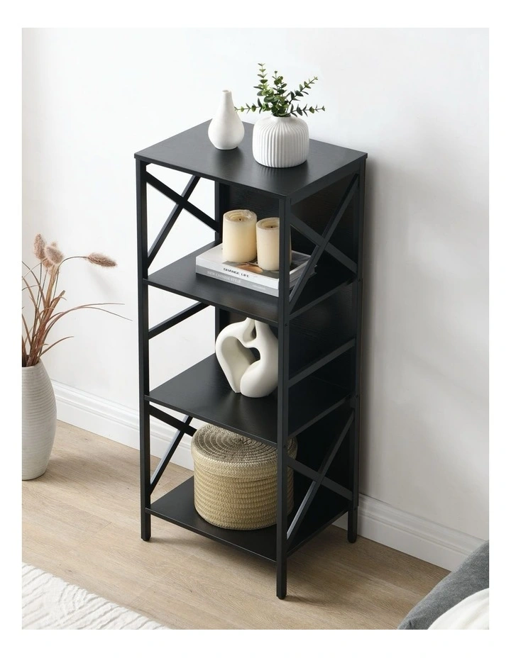 4 Tier Industrial Bookcase with Metal Frame and Backboard, Book case for Small Spaces image 5