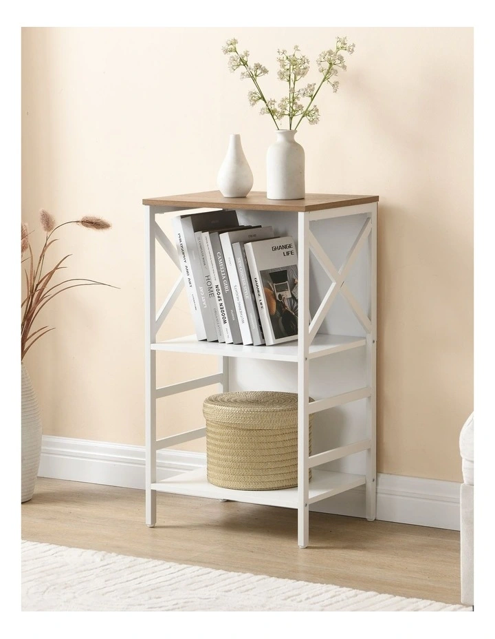 3 Tier Industrial Bookcase with Metal Frame and Backboard, Book case for Small Spaces image 3
