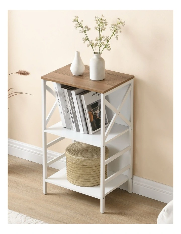 3 Tier Industrial Bookcase with Metal Frame and Backboard, Book case for Small Spaces image 4