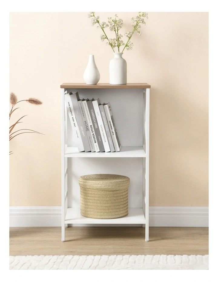 3 Tier Industrial Bookcase with Metal Frame and Backboard, Book case for Small Spaces image 5