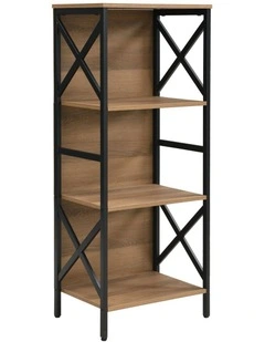 4 Tier Industrial Bookcase with Metal Frame and Backboard, Book case for Small Spaces