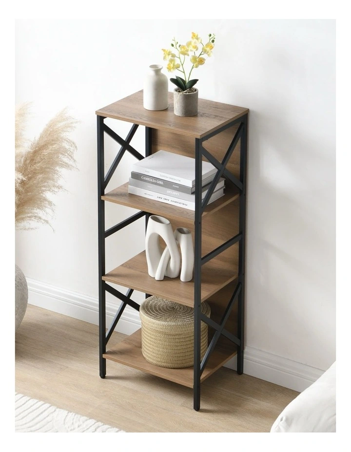 4 Tier Industrial Bookcase with Metal Frame and Backboard, Book case for Small Spaces image 5