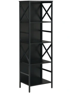 5 Tier Industrial Bookcase with Metal Frame and Backboard, Book case for Small Spaces