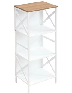 4 Tier Industrial Bookcase with Metal Frame and Backboard, Book case for Small Spaces