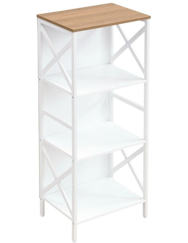 4 Tier Industrial Bookcase with Metal Frame and Backboard, Book case for Small Spaces image 1