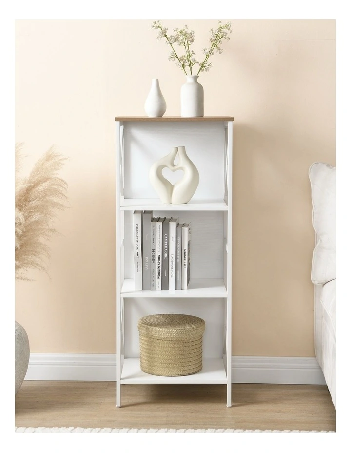 4 Tier Industrial Bookcase with Metal Frame and Backboard, Book case for Small Spaces image 4