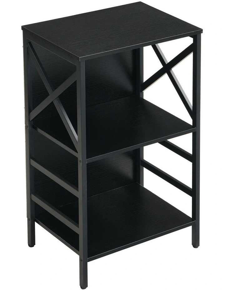 3 Tier Industrial Bookcase with Metal Frame and Backboard, Book case for Small Spaces image 1