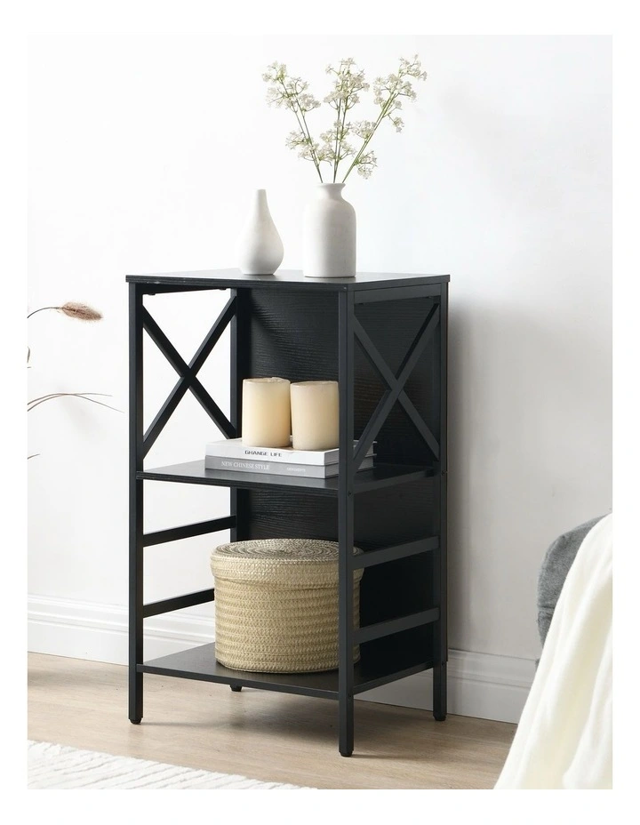 3 Tier Industrial Bookcase with Metal Frame and Backboard, Book case for Small Spaces image 3