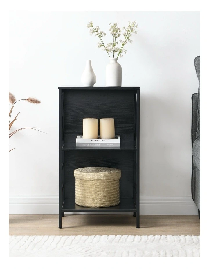 3 Tier Industrial Bookcase with Metal Frame and Backboard, Book case for Small Spaces image 4