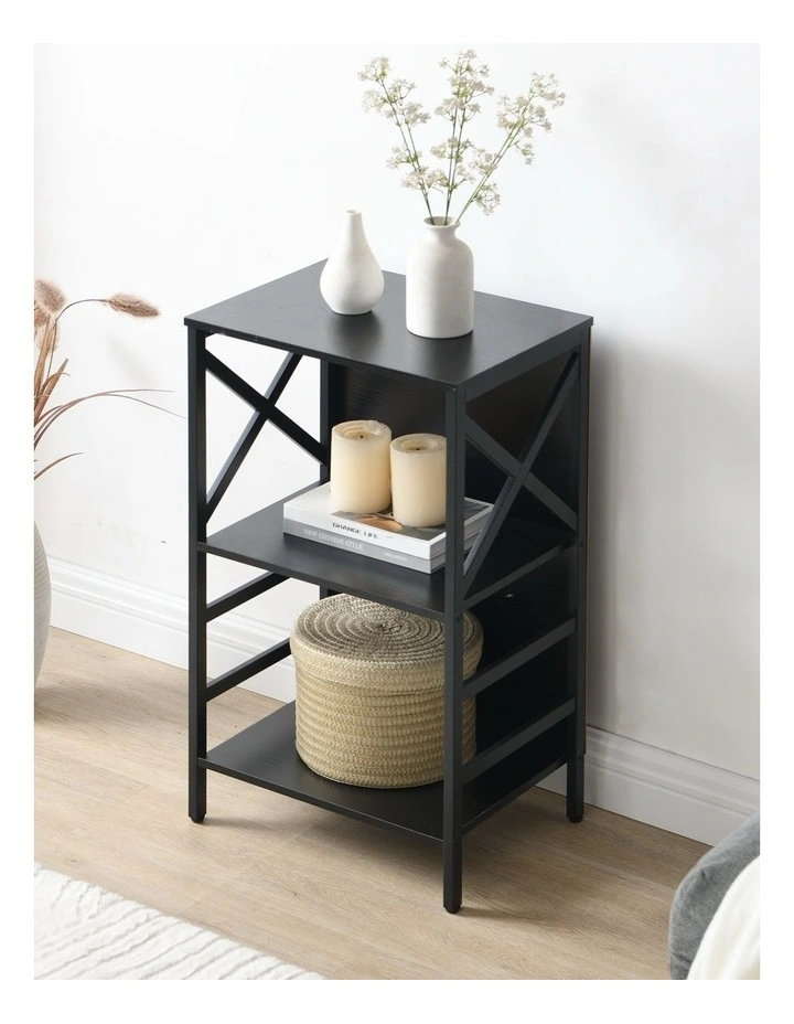 3 Tier Industrial Bookcase with Metal Frame and Backboard, Book case for Small Spaces image 5